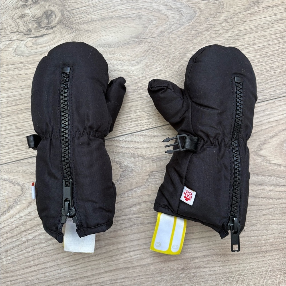 Hot Paws Toddler Snow Mittens 12-24M Black Winter Zip Warm Gloves